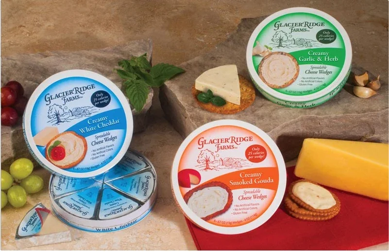 Glacier Ridge Farms packaging designs across multiple product SKUs and flavors